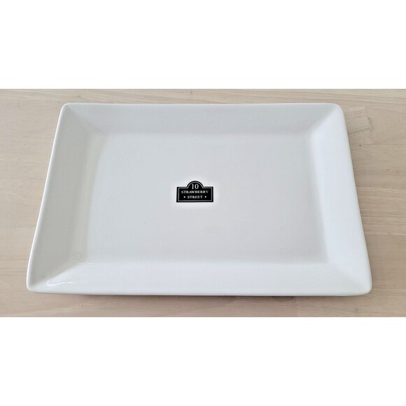 TEN STRAWBERRY STREET 11" WHITE PORCELIAN OBLONG DINNER PLATES SET OF 3 NEW - Picture 2 of 3